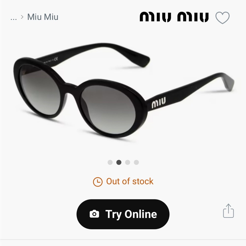 Miu Miu Black Oval Sunglasses Classic Design - Picture 2 of 4